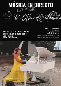 Cena con pianista en directo. Restaurante El Patio, Tarifa