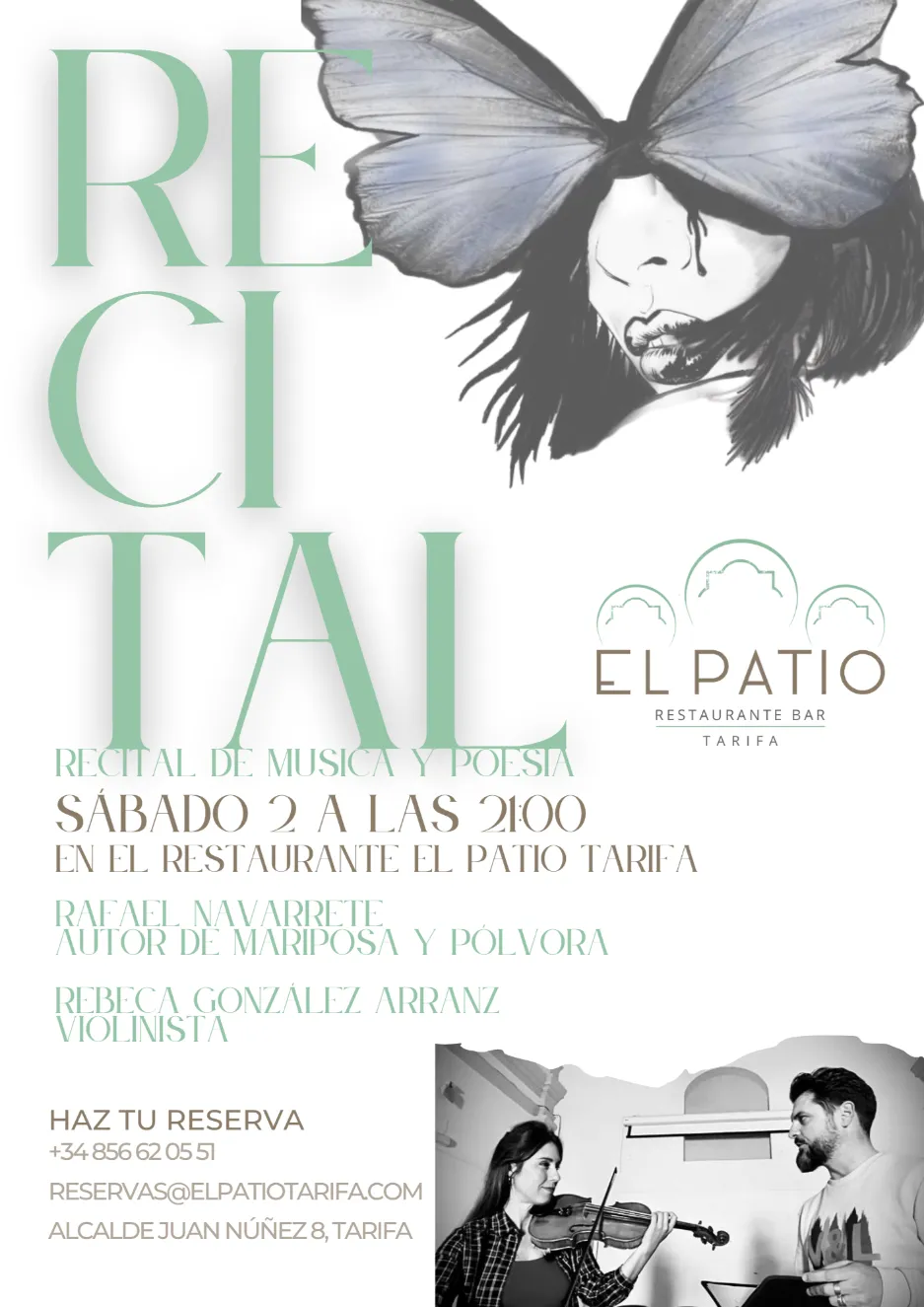 Recital de poesía y música en Restaurante El Patio, Tarifa.